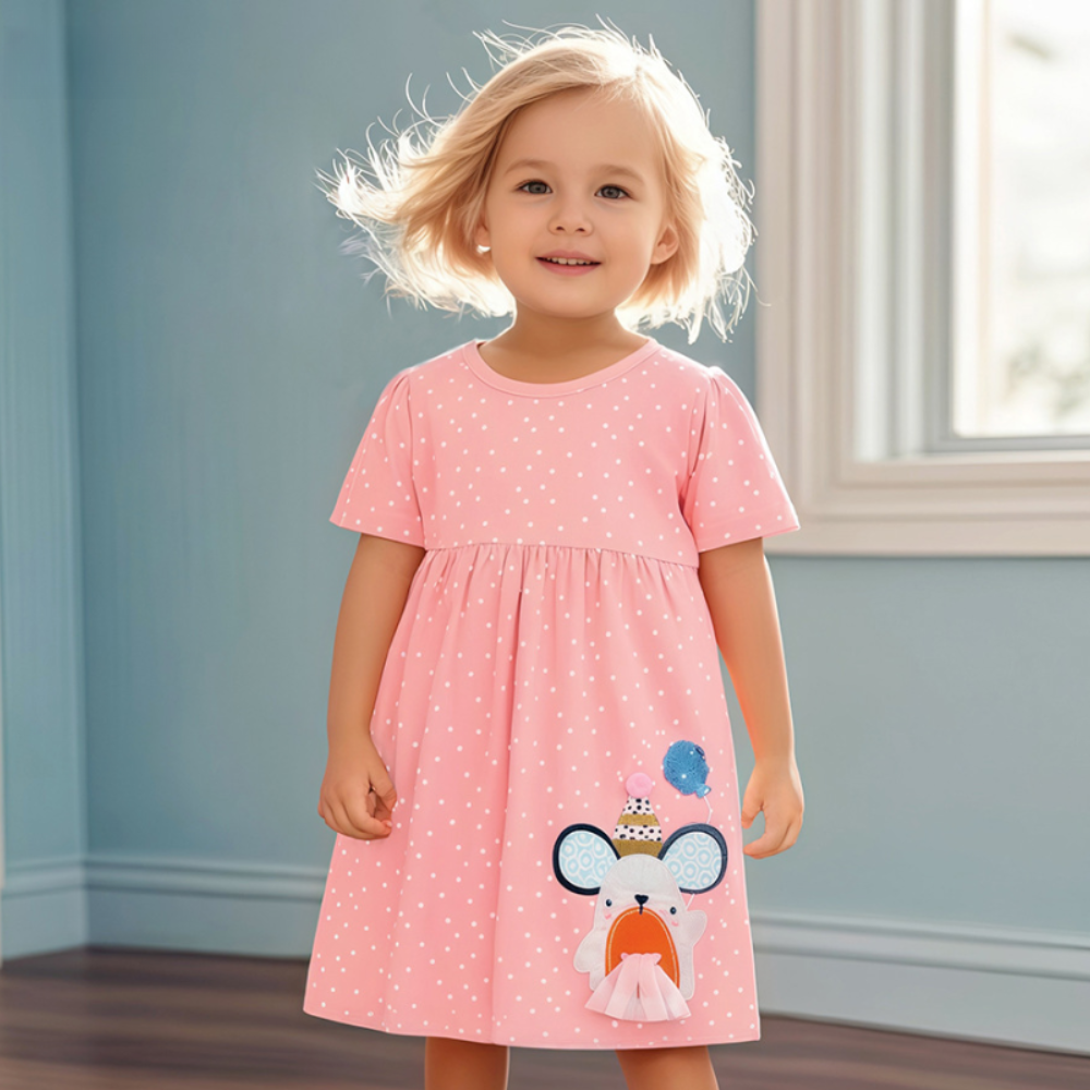 Merta részletekkel díszített ruha Rózsaszín