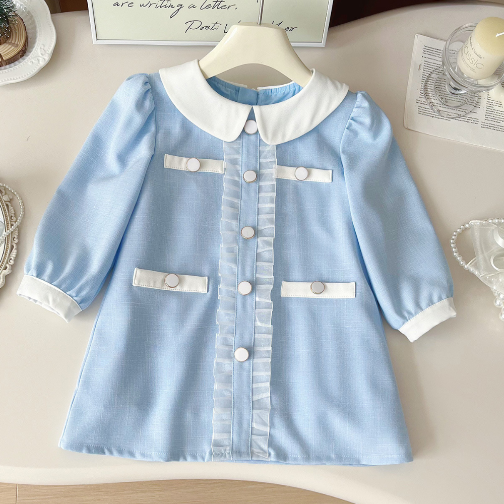 Evira világoskék részletes ruha