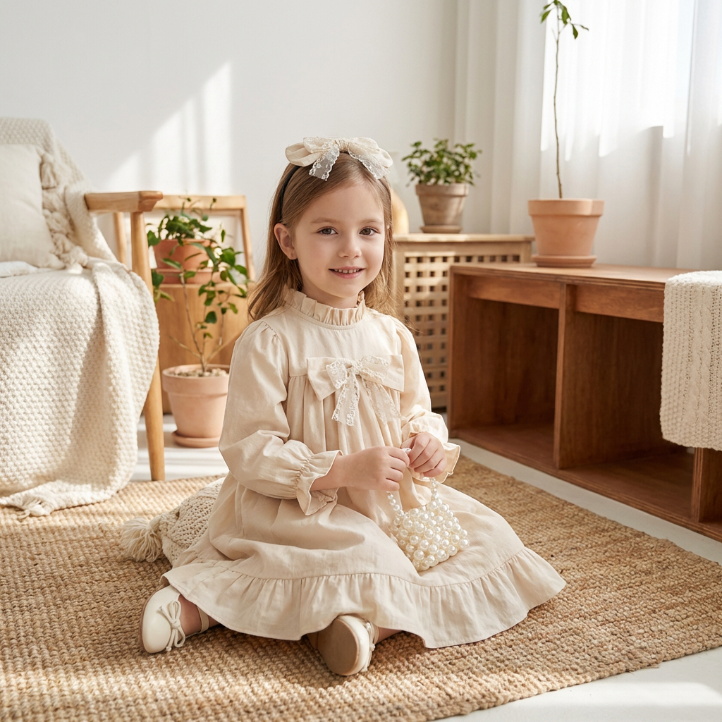 Rochie cu detalii Fanera Crem