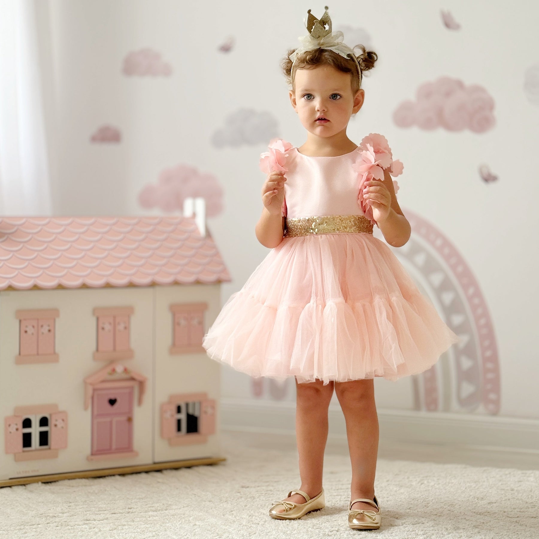 Rochie cu details Perusa Roz