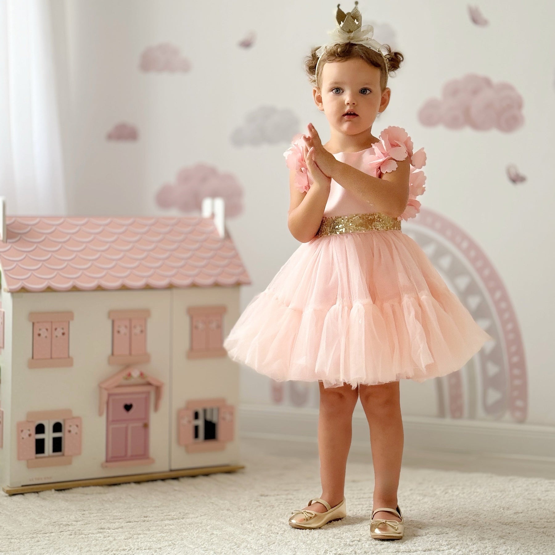 Rochie cu details Perusa Roz