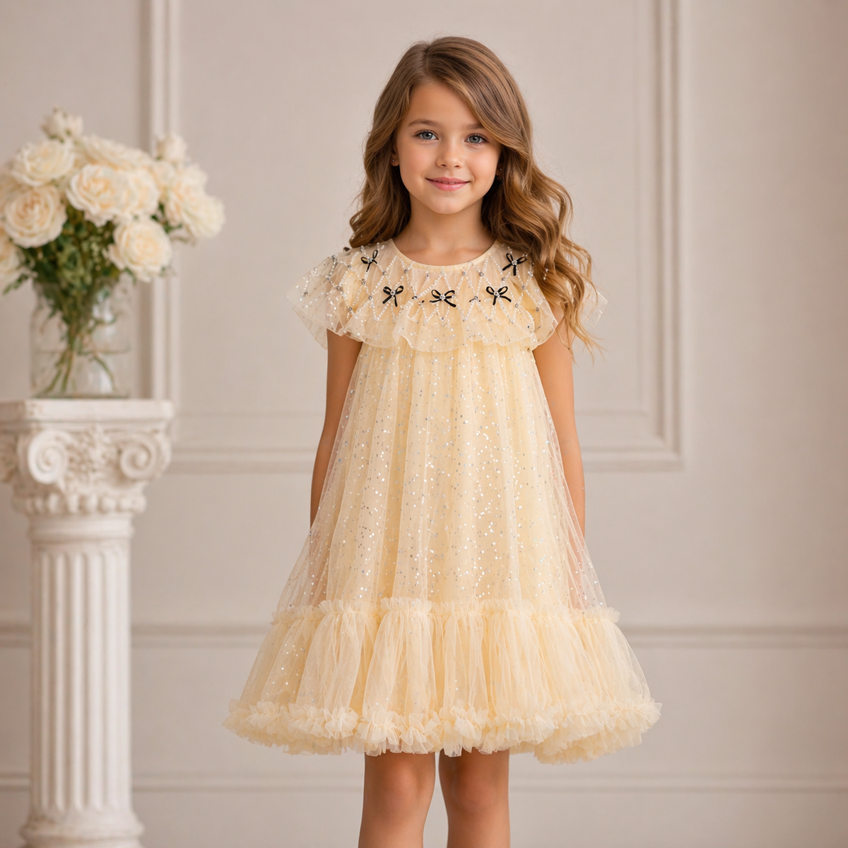 Rochie cu detalii Zefira Crem