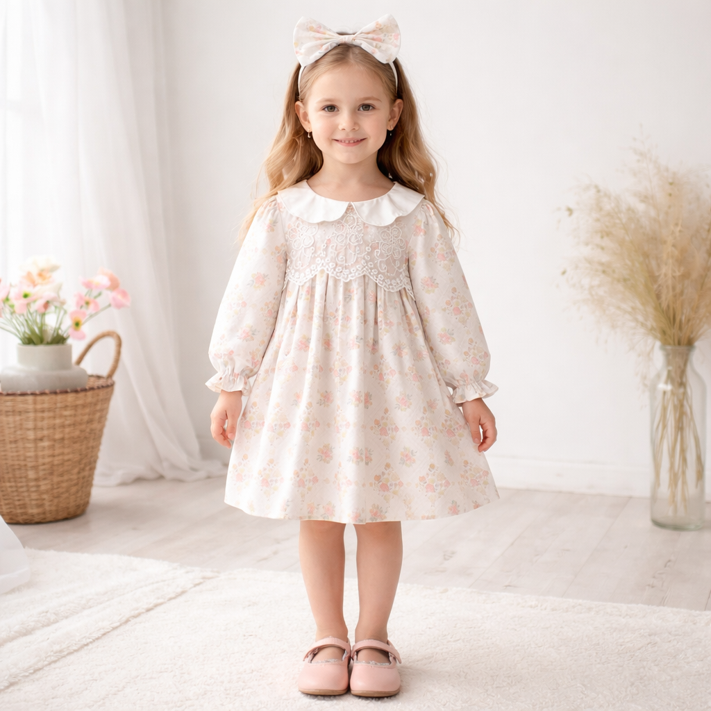 Rochie cu cordeluta Vilna Crem