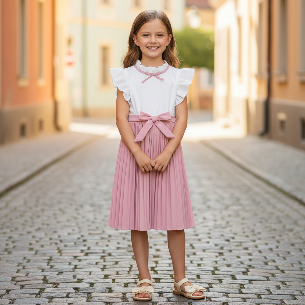 Remida részletekkel díszített rózsaszín ruha